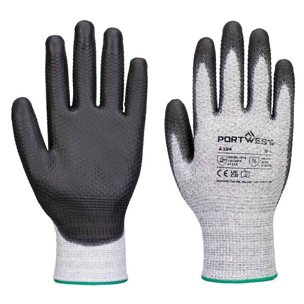 Grip 13 PU Diamond Gebreide Handschoen (Pk12) Grijs/zwart voorkant