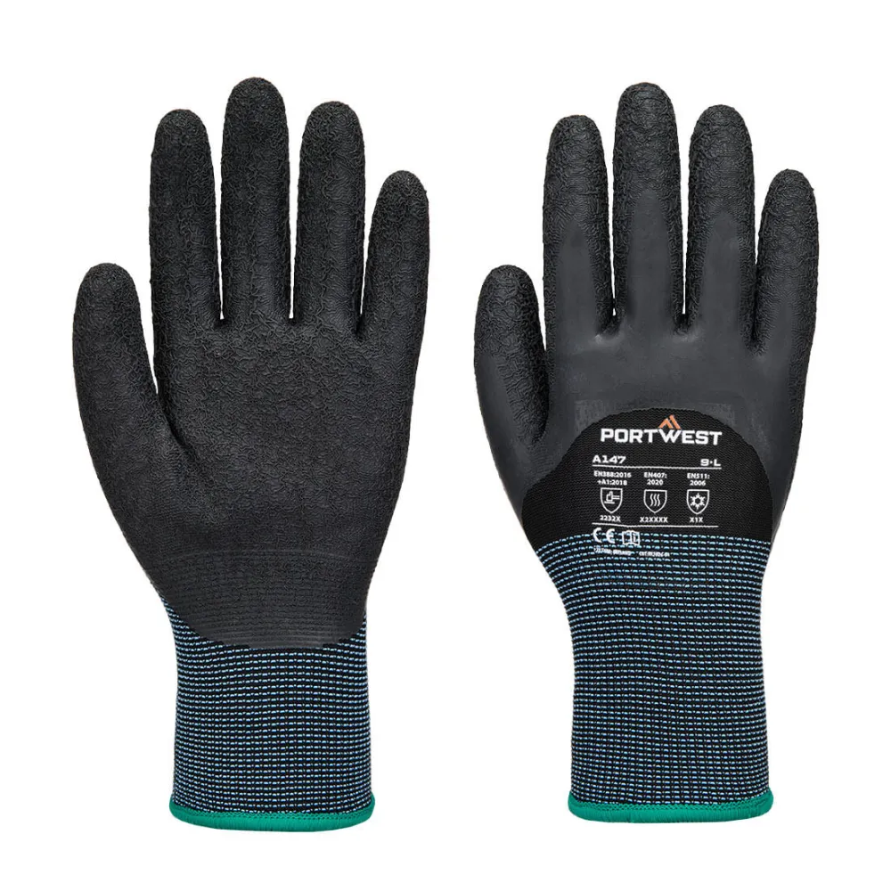 Cold 13 Latex 3/4 Dipped Glove Zwart voorkant