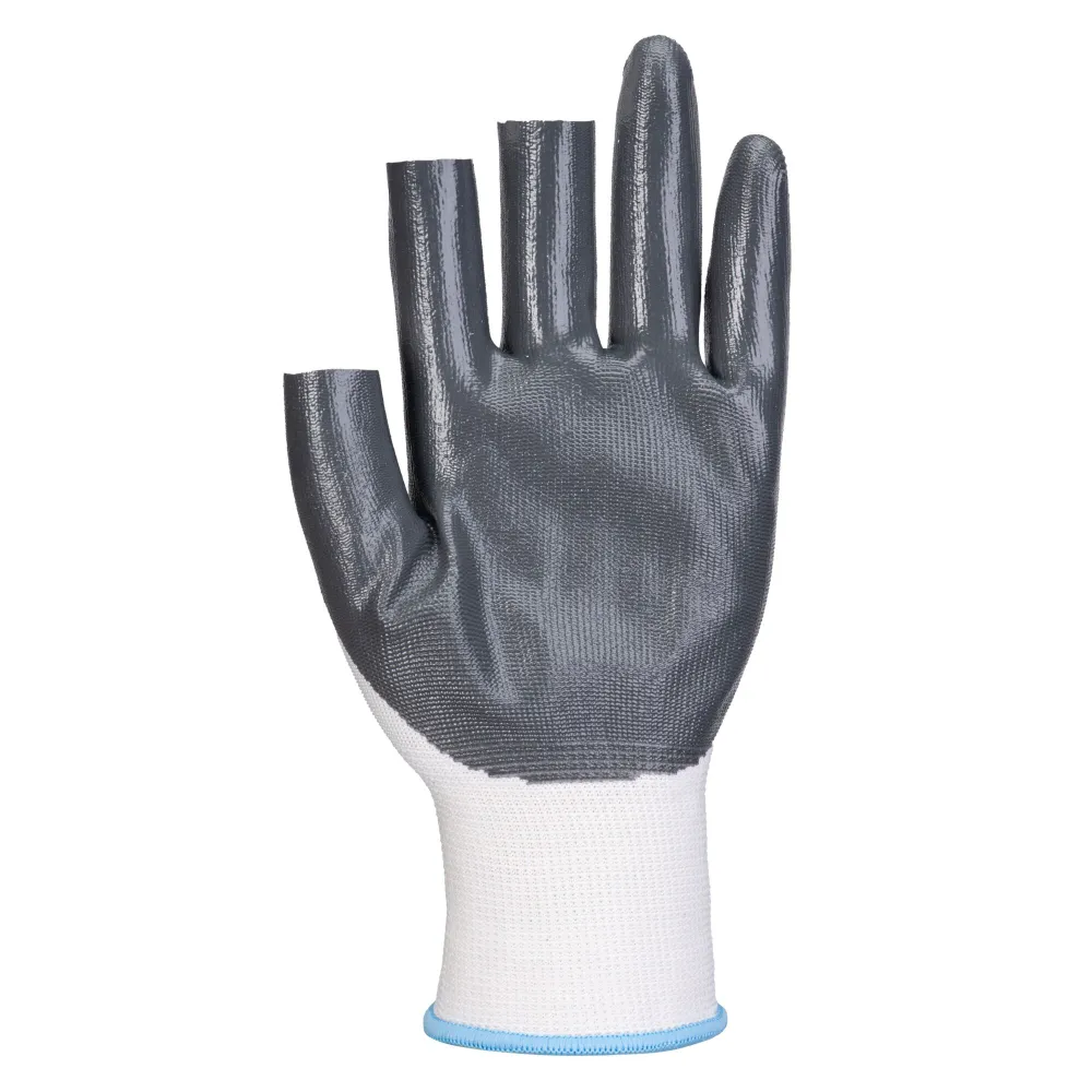 Grip 13 Nitril 3 vingerloze Handschoen (Pk12) Wit/grijs voorkant