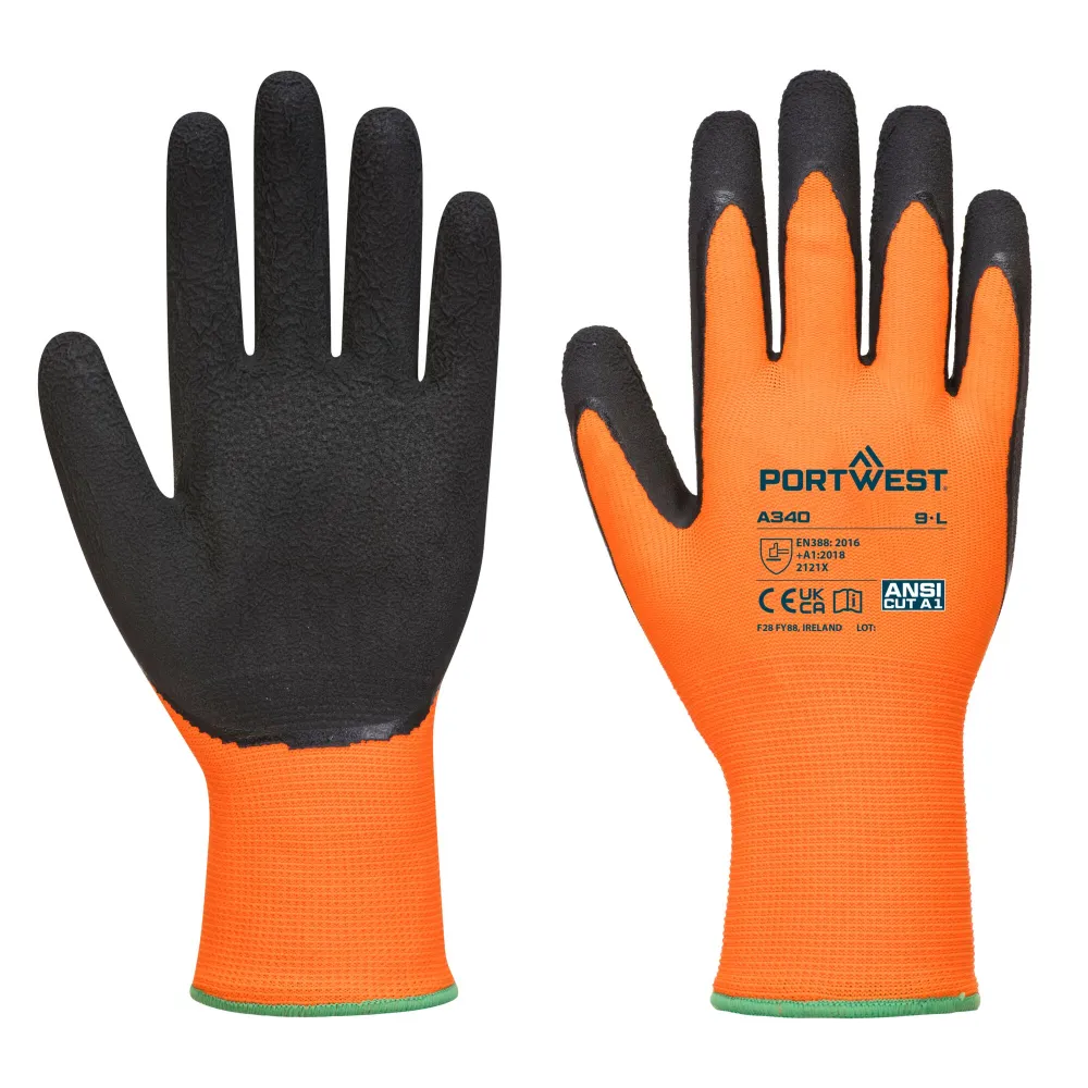 Hi-Vis Grip Handschoen - Latex Oranje/zwart voorkant