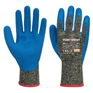 Snijbestendige Aramide/Latex handschoen Zwart/blauw voorkant