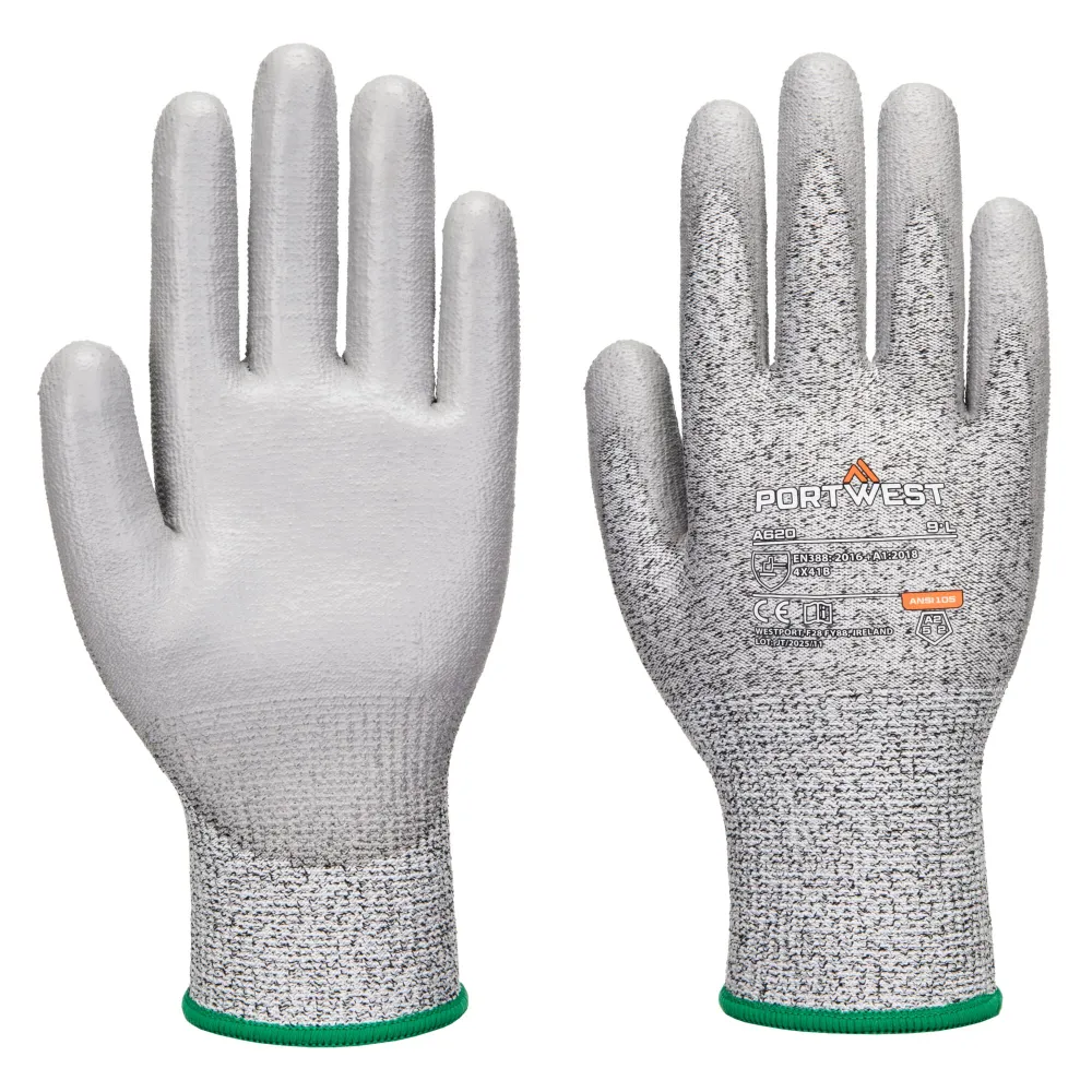LR Cut PU Handschoen Grijs voorkant