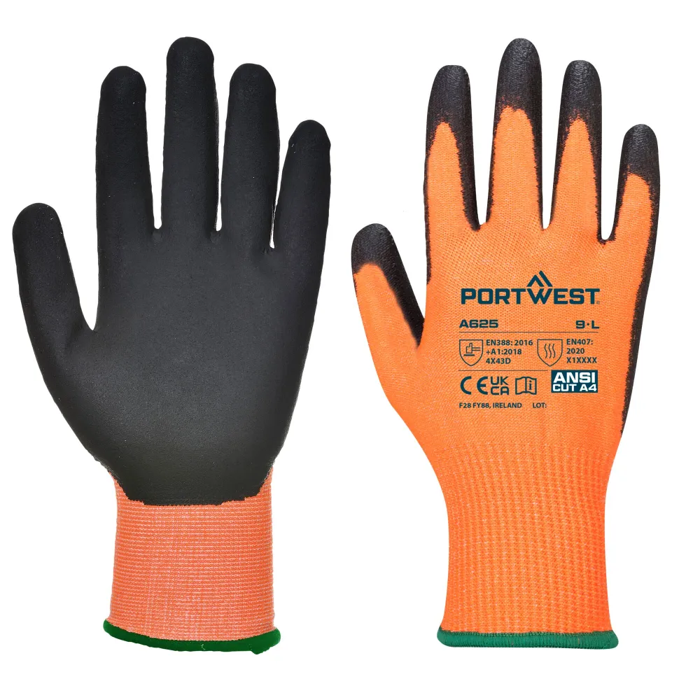 Hi-Vis Snijbestendige Handschoen Oranje/zwart voorkant