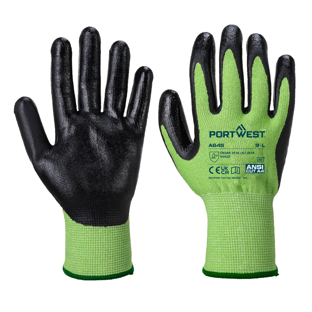 GROEN Snijbestendig, Nitril coating Groen/zwart voorkant