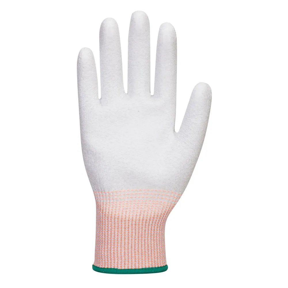LR13 ESD PU Palm Handschoen (12 pr) Grijs/wit voorkant