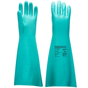 Verlengde lengte Nitrile handschoen Groen voorkant