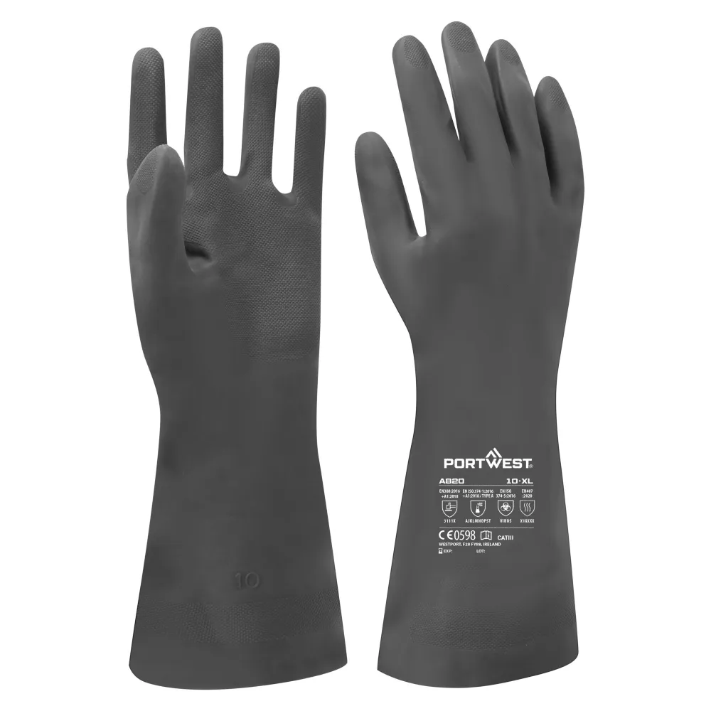 Neopreen chemische handschoen Zwart voorkant