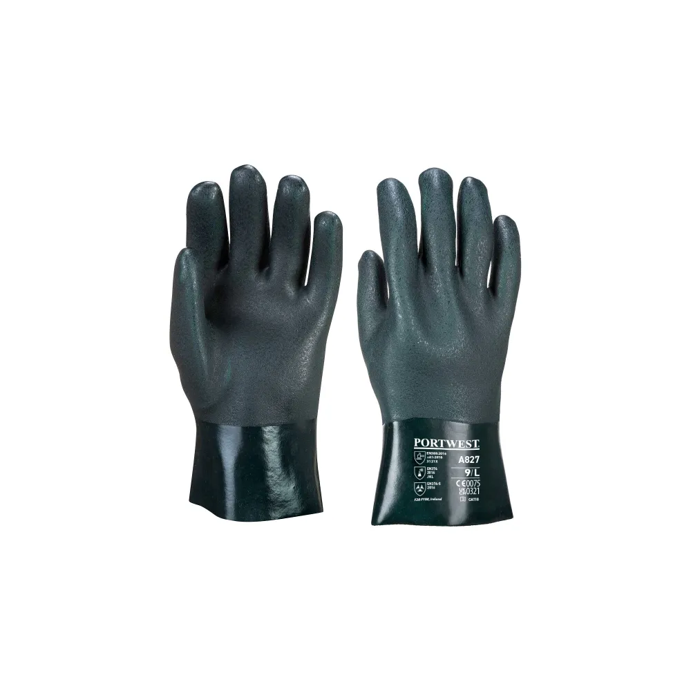 Dubbel Gedompelde PVC-Handschoen 27cm Groen voorkant