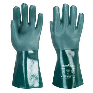 Dubbel Gedompelde PVC-handschoen 35cm Groen voorkant