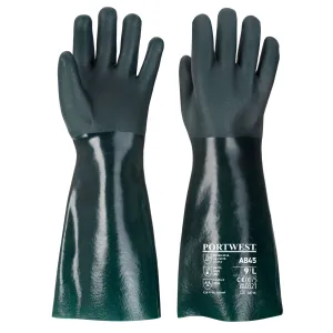 Dubbel Gedompelde PVC-handschoen 45cm Groen voorkant