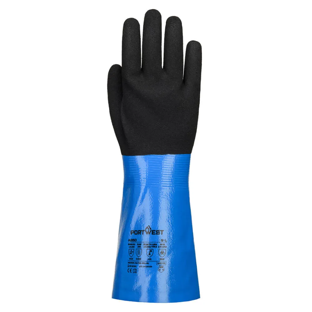 Chem Cut D330 Nitrile Gauntlet Blauw/zwart voorkant