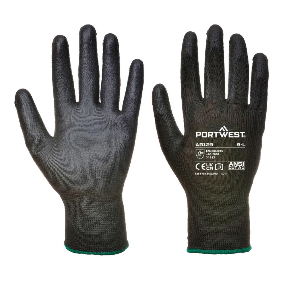 PU Palm Handschoen (288 paar) Zwart voorkant