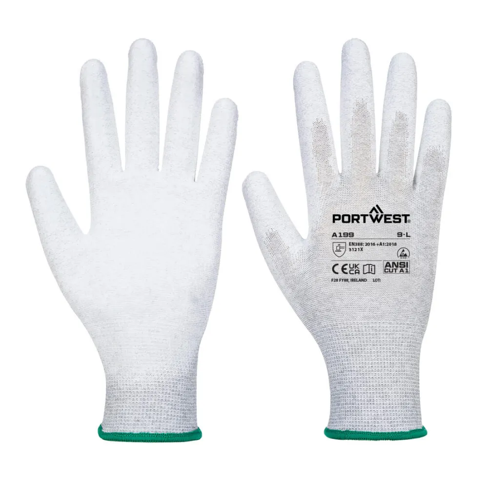 Antistatic PU Palm Glove Pk12 Grijs voorkant