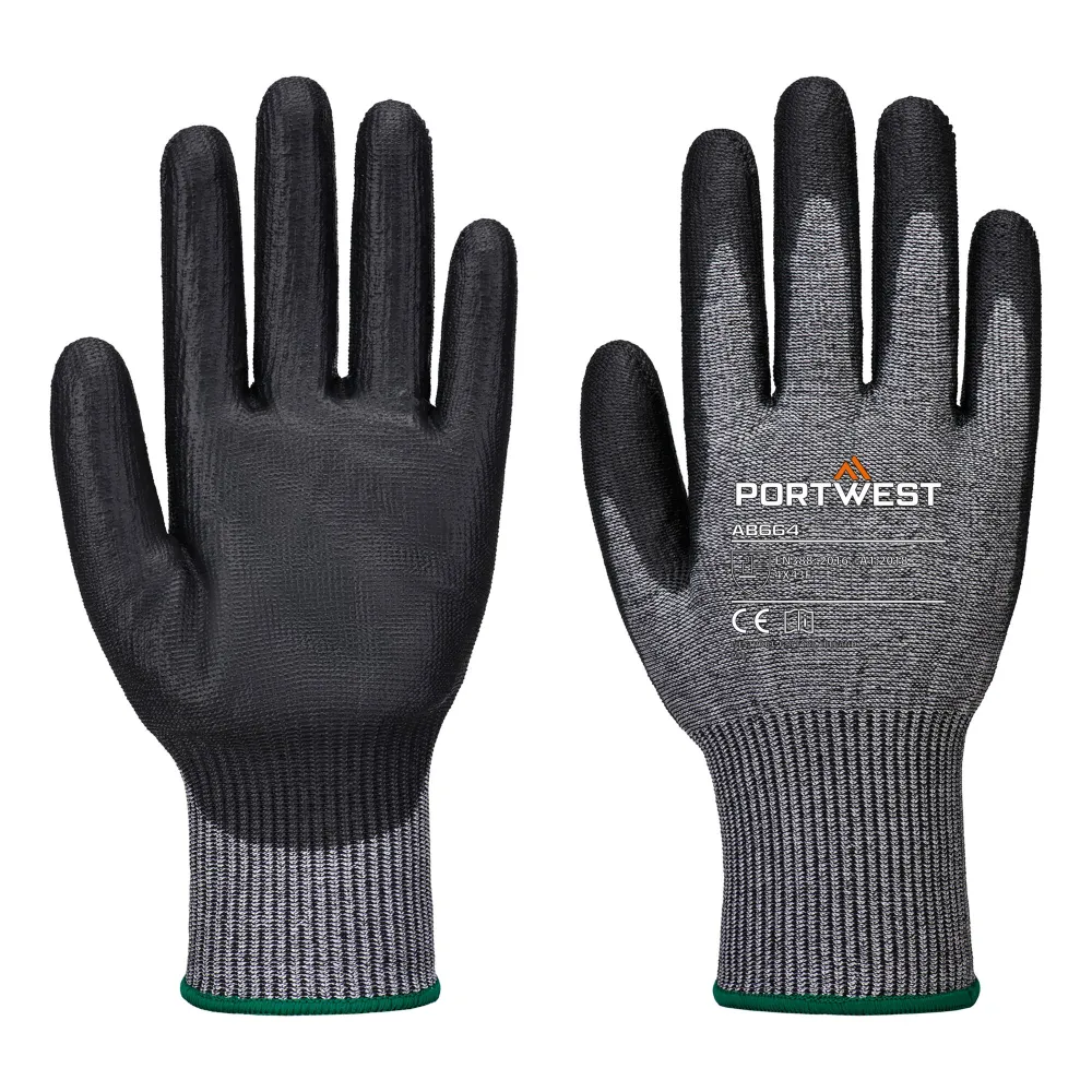 Snijklasse F13 PU Handschoen in Multipack (Pk12) Grijs/zwart voorkant