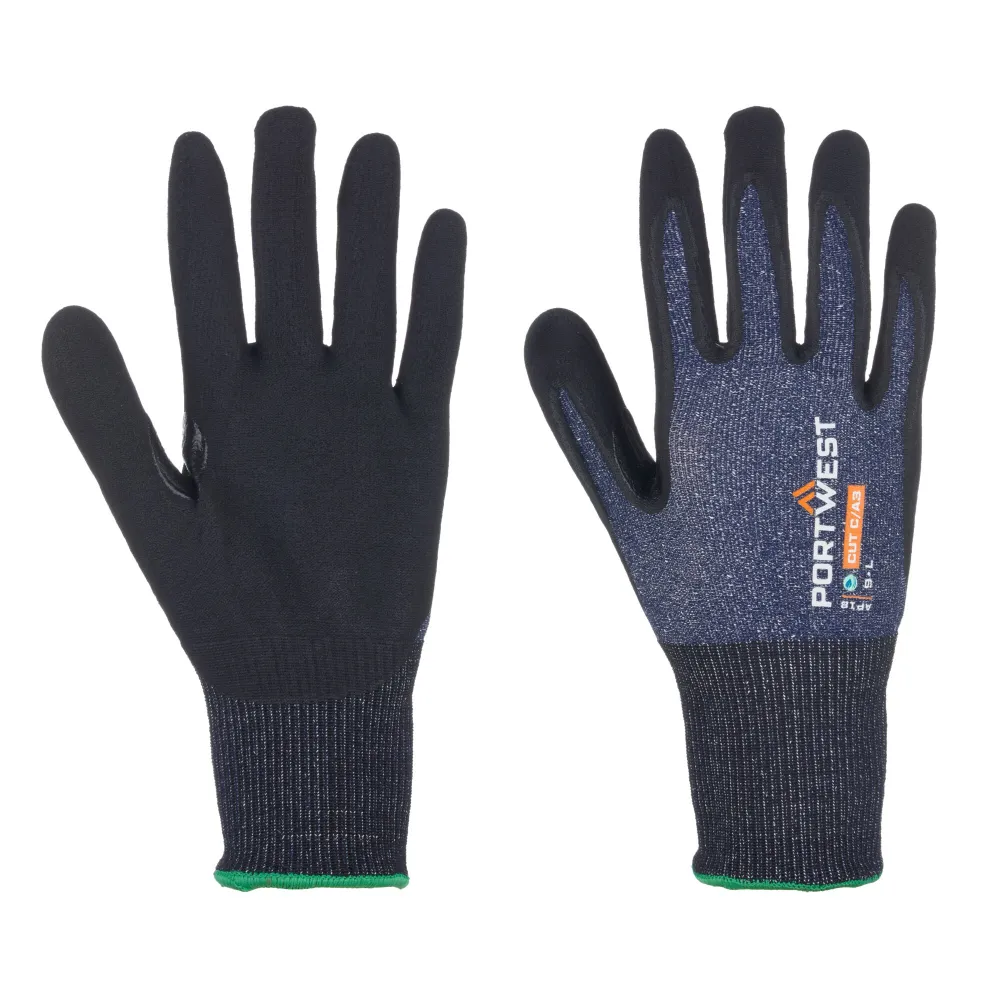 SG snijbestendige C15 Eco Nitril Handschoen - (pk12) Blauw/zwart voorkant