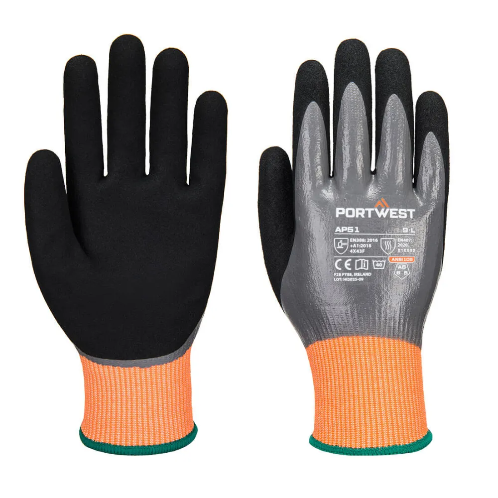 Cut F15 Nitrile Aqua Glove Grijs/zwart voorkant