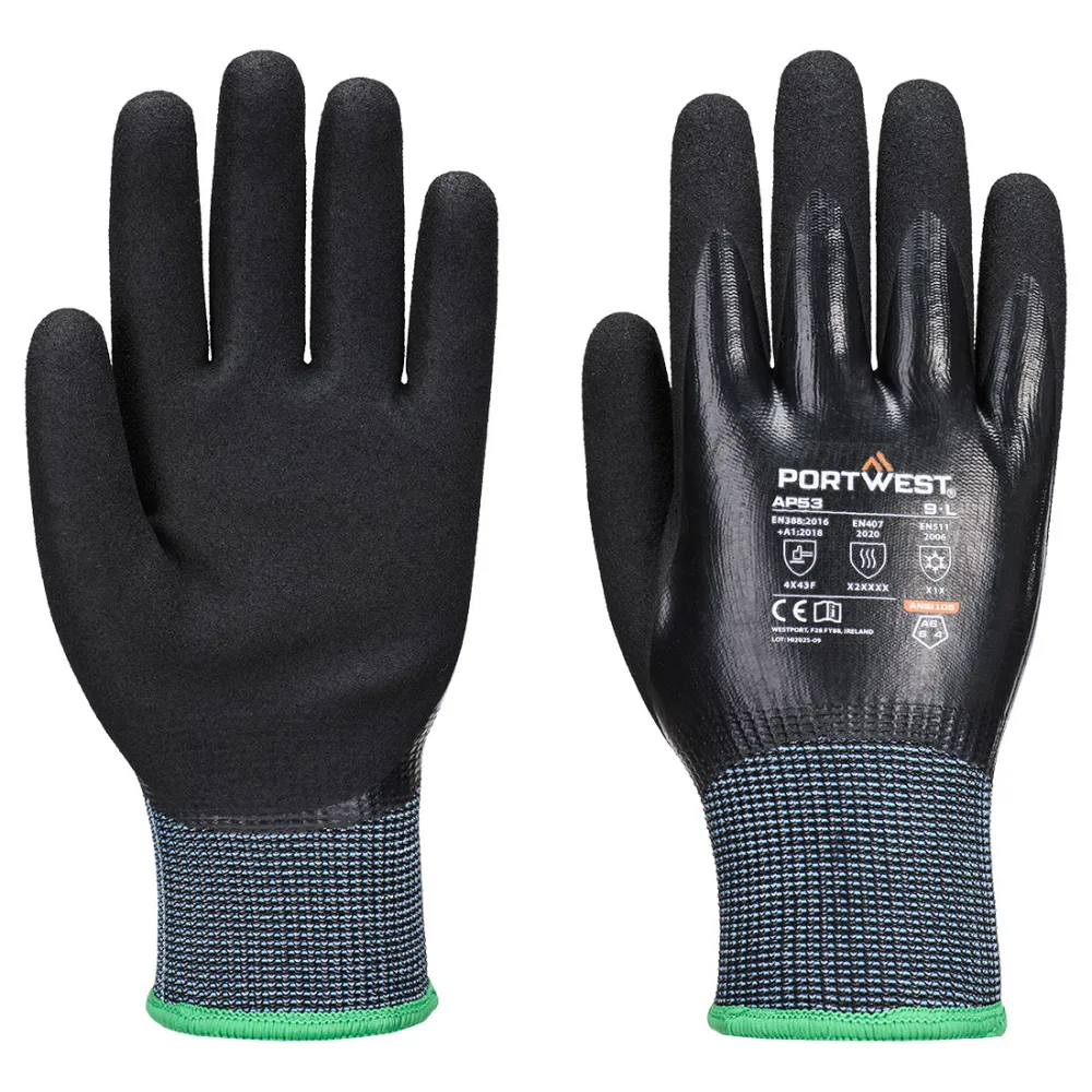 Cut F15 Nitrile Cold Glove Zwart voorkant