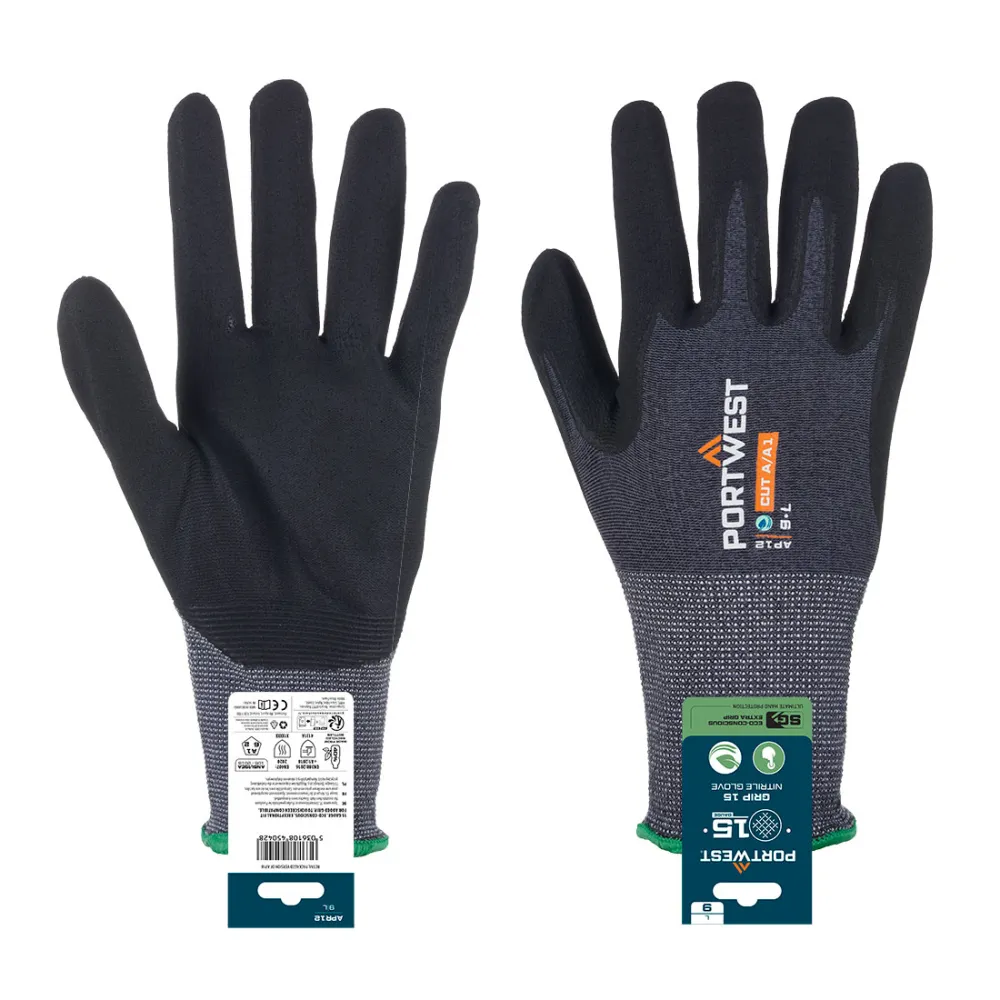 SG Grip 15 Nitril Handschoen (Retail) Grijs/zwart voorkant