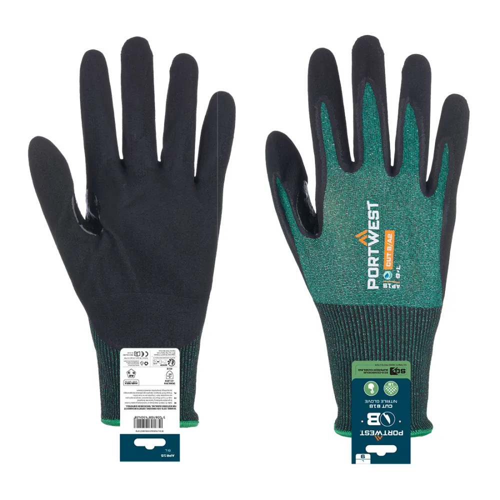 SG snijbestendige B18 Nitril Handschoen (Retail) Groen/zwart voorkant