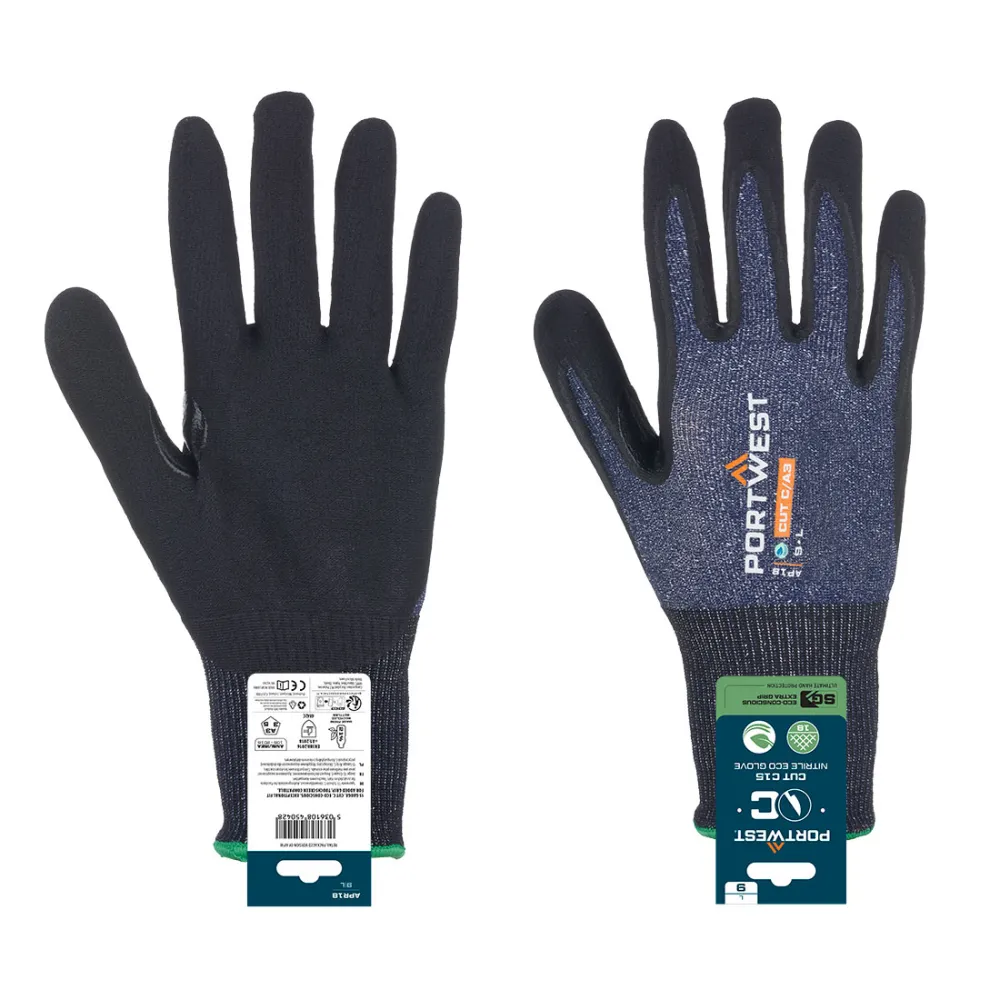 SG snijbestendige C15 Nitril Handschoen (Retail) Blauw/zwart voorkant