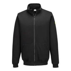 Anti-statisch ESD Sweatshirt met ritssluiting Zwart voorkant