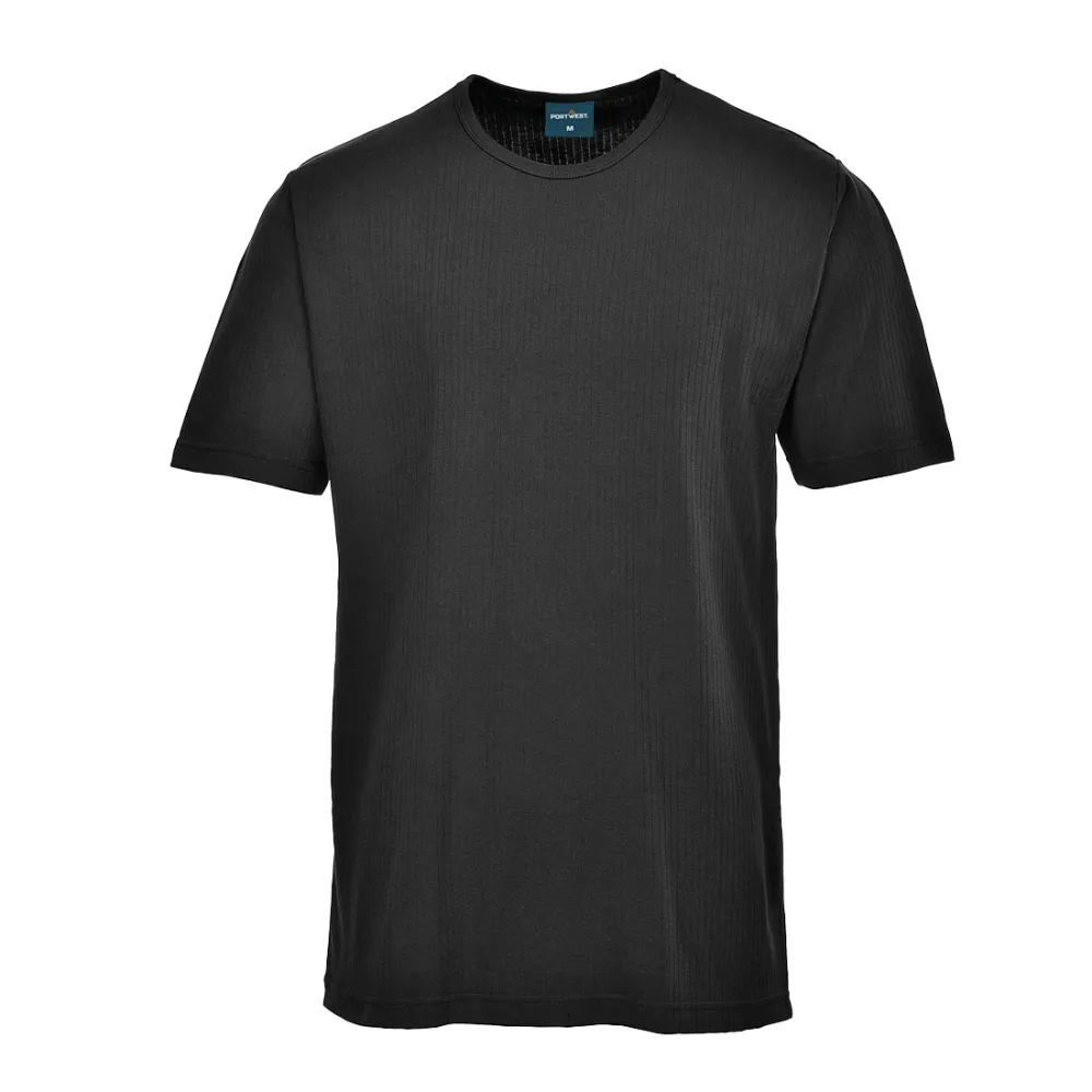Thermisch T-Shirt Korte Mouw Zwart voorkant