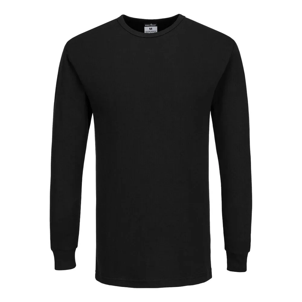 Thermisch T-Shirt Lange Mouw Zwart voorkant