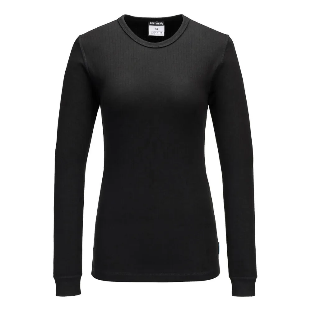 Dames Thermisch T-shirt Lange Mouw Zwart voorkant