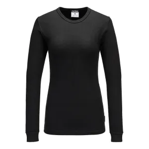 Dames Thermisch T-shirt Lange Mouw Zwart voorkant