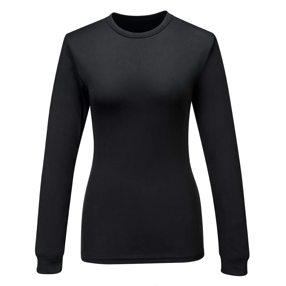 Dames Baselayer Top Lange Mouw Zwart voorkant