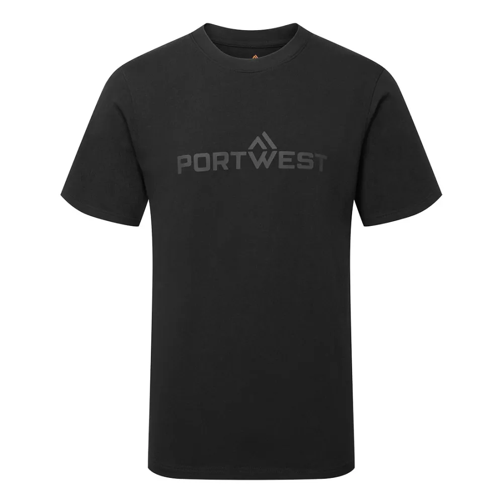Portwest katoenen T-shirt K/M Zwart voorkant
