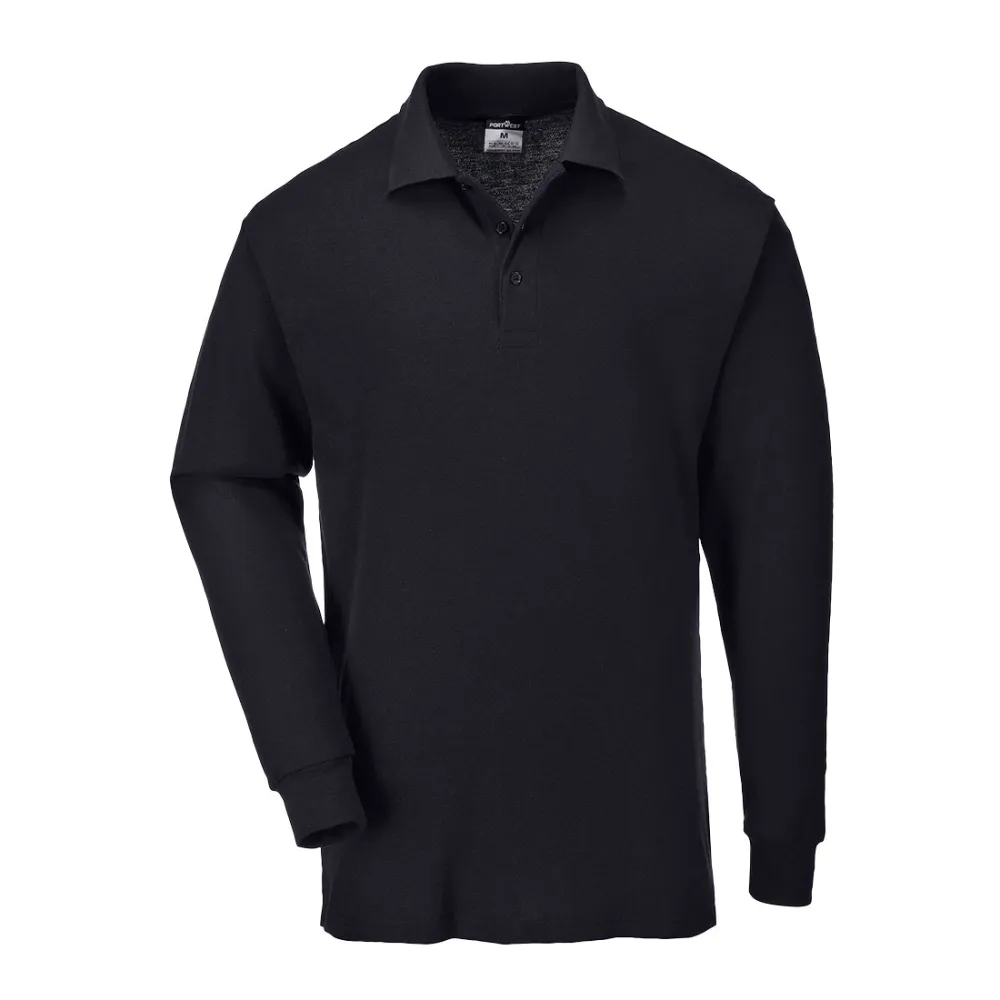 Poloshirt lange mouw Zwart voorkant