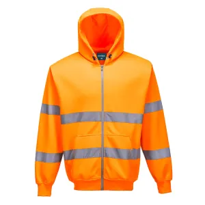Hi-Vis Zipsweater met capuchon en rits Oranje voorkant