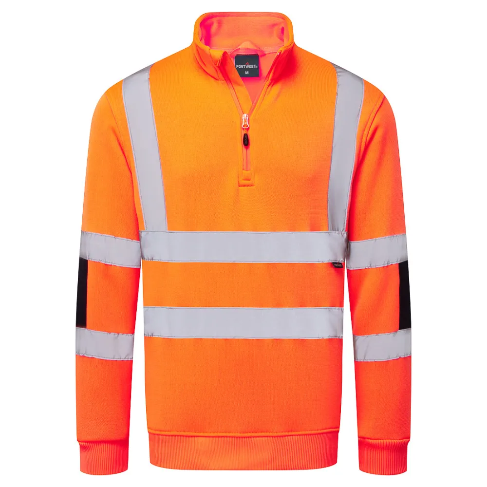 Hi-Vis Knit 1/2Zip Sweatshirt Oranje voorkant