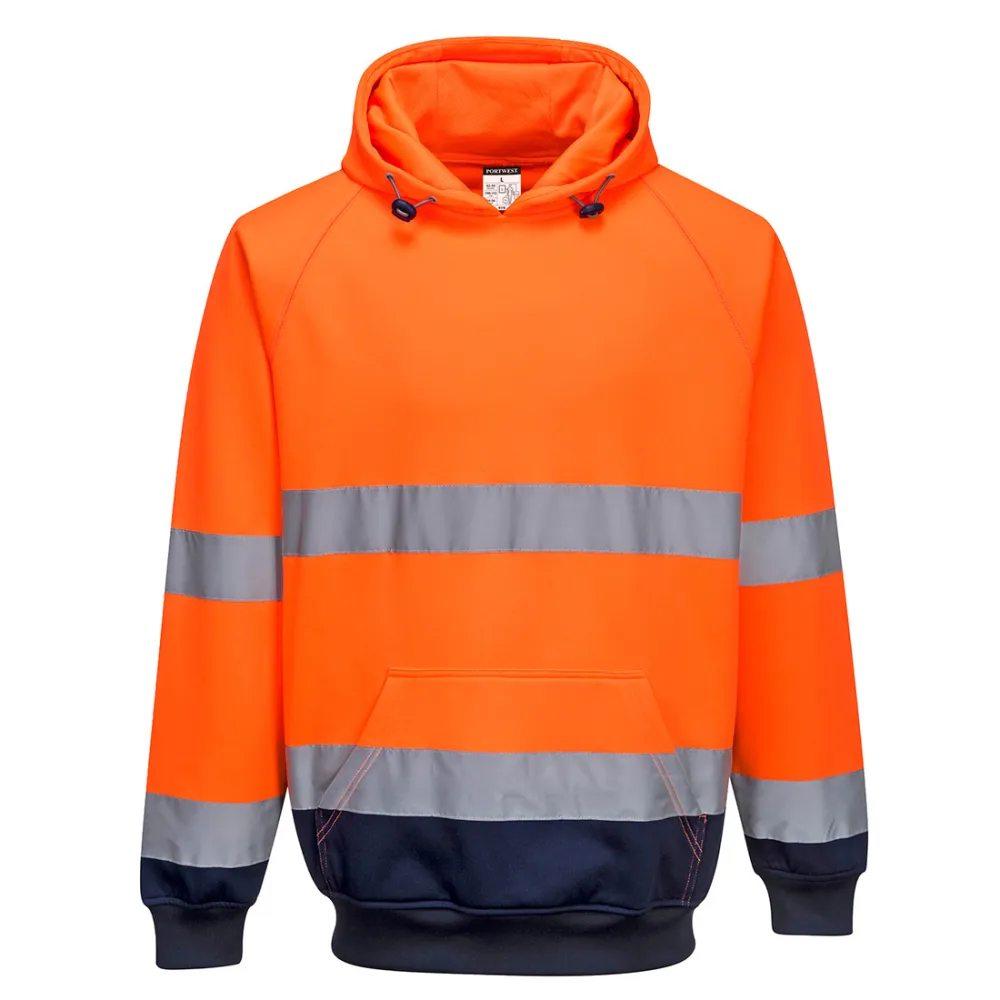 Tweekleurig sweatshirt met capuchon Oranje/marine voorkant