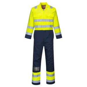 Bizflame Work Hi-Vis Antistatische Overall Geel/marine voorkant