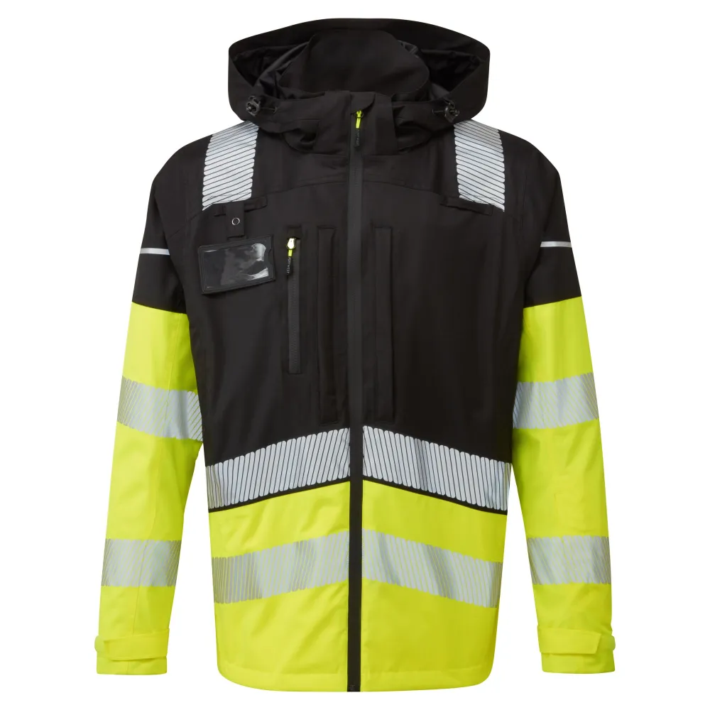 Ultimate Modulair Hi-Vis 3-in-1 Regenjack Geel/zwart voorkant
