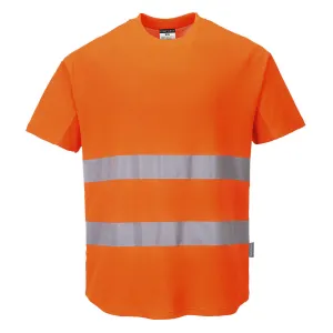 Hi-Vis Katoen Comfort Mesh Insert T-shirt S/S Oranje voorkant