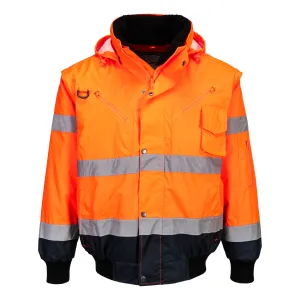 Hi-Vis 3-in-1 Contrast Bomberjack Oranje/marine voorkant
