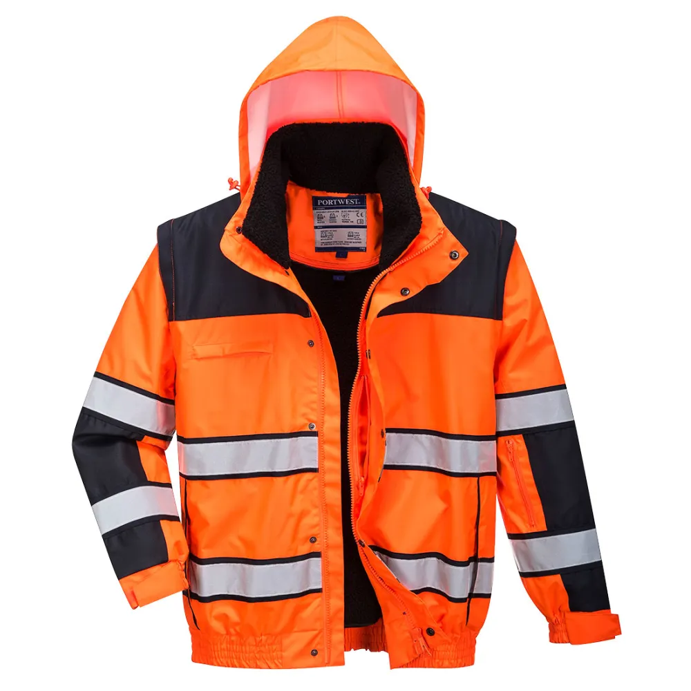 Hi-Vis Klassiek Bomberjack Oranje/zwart voorkant