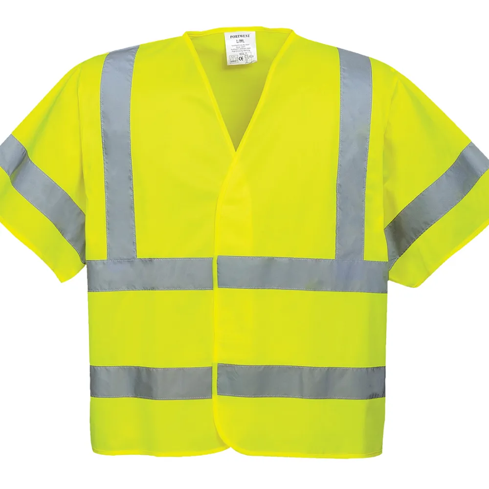 Hi-Vis Vest Korte Mouwen Geel voorkant