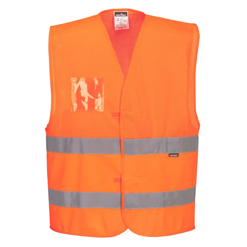Hi-Vis Half Meshvest Oranje voorkant