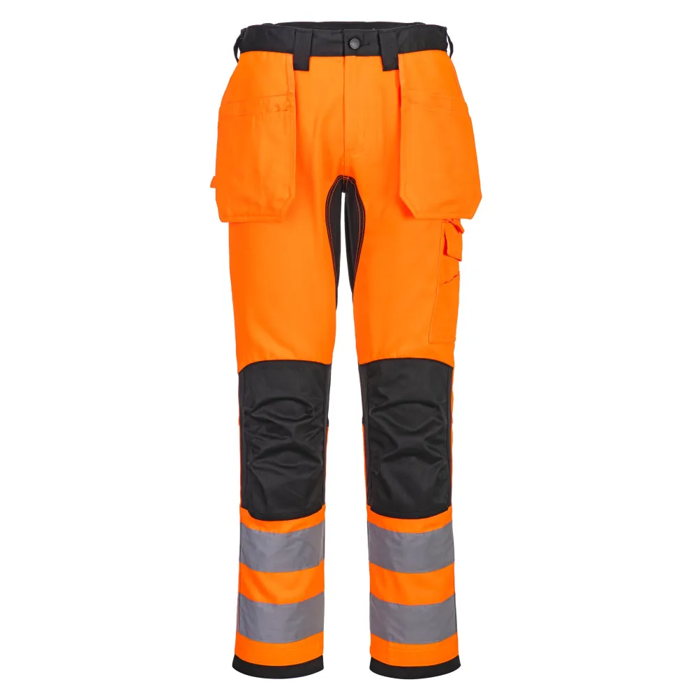 WX2 Eco Hi-Vis broek met Holsterzakken Oranje/zwart voorkant