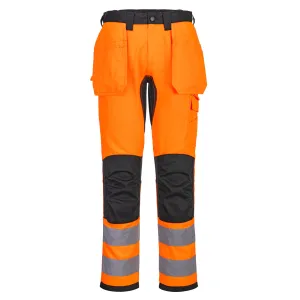 WX2 Eco Hi-Vis broek met Holsterzakken Oranje/zwart voorkant
