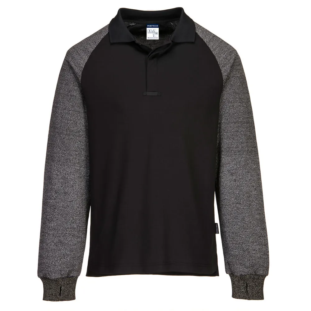 Poloshirt met snijwerende mouwen Zwart voorkant