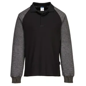 Poloshirt met snijwerende mouwen Zwart voorkant