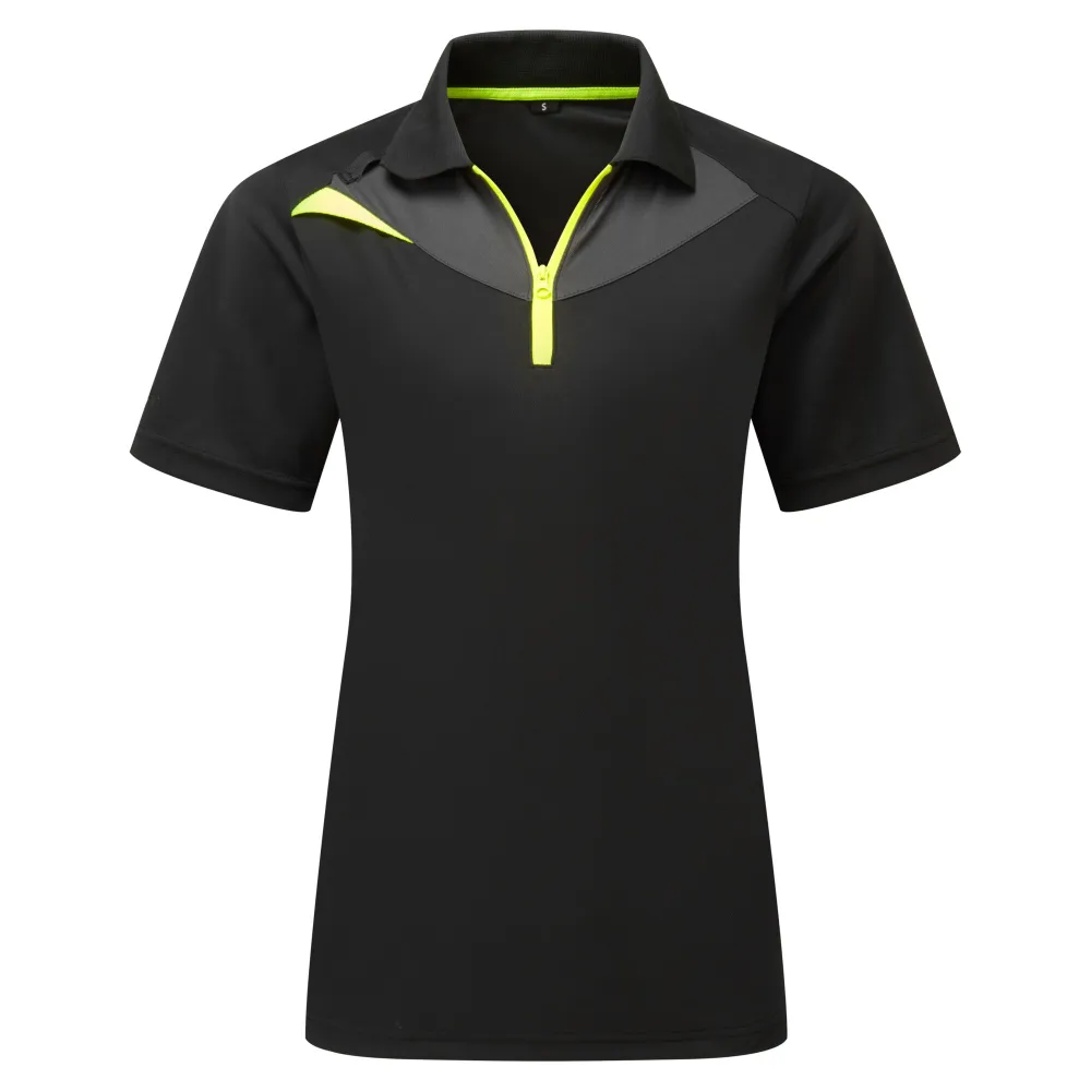 DX4 Dames Poloshirt K/M Zwart voorkant