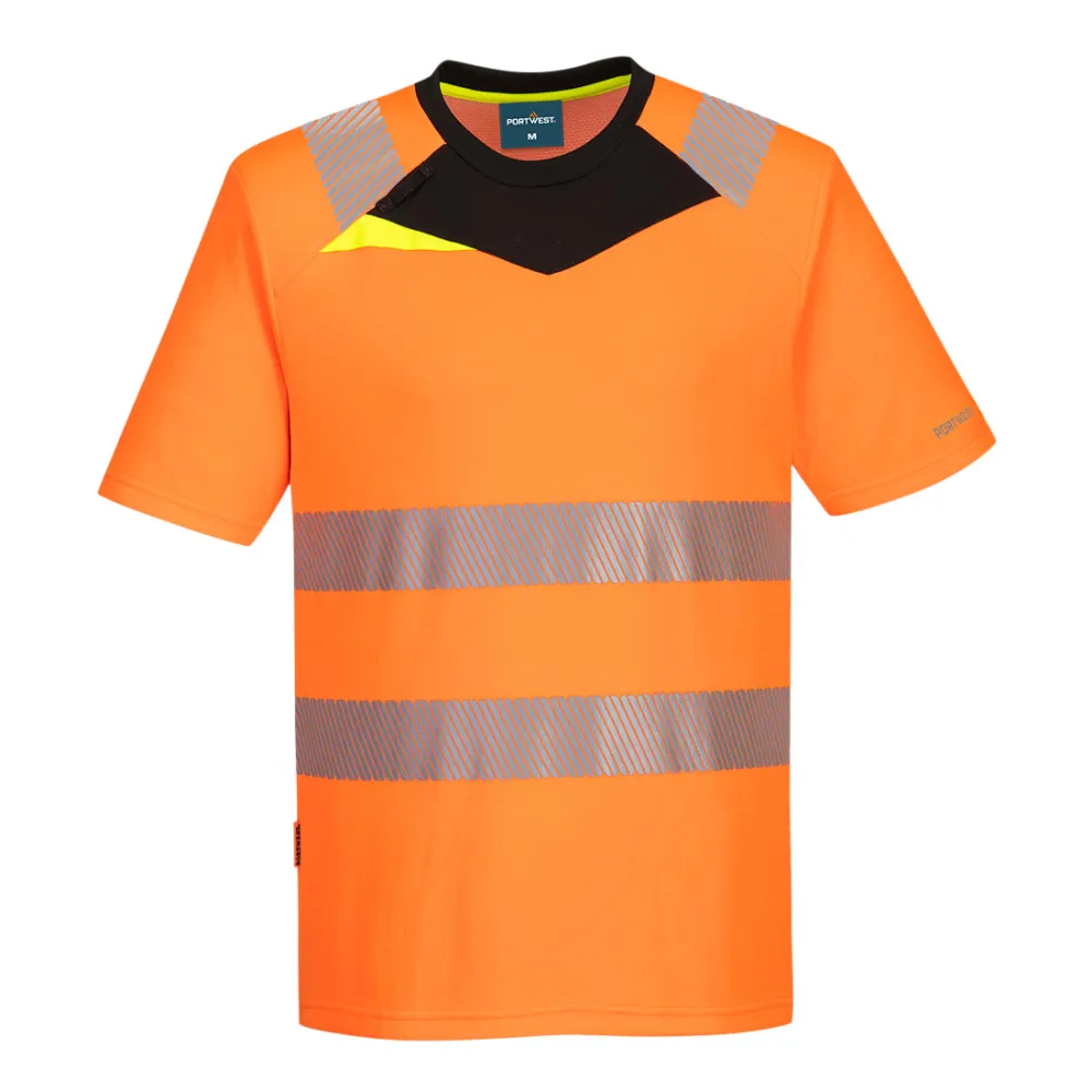 DX4 Hi-Vis T-shirt K/M Oranje/zwart voorkant