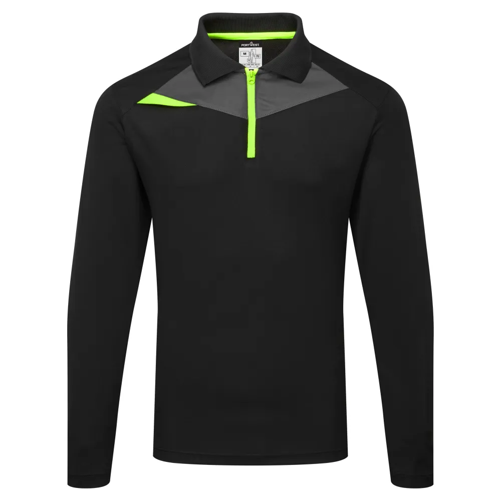 DX4 Poloshirt L/M Zwart voorkant