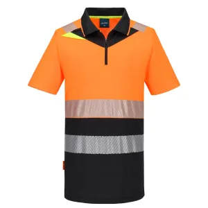 DX4 Hi-Vis polo korte mouw met rits Oranje/zwart voorkant